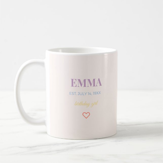 Personalized Name Birthday Coffee Mug  Typography  (Left)