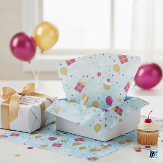Personalized Name Birthday Confetti Pattern Tissue Paper