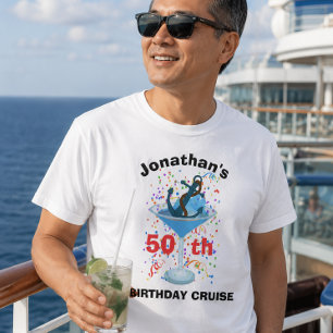 Personalized Name Birthday Cruise Cocktail Anchor T-Shirt