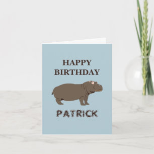 Personalized Name Birthday Hippopotamus Hippo Card