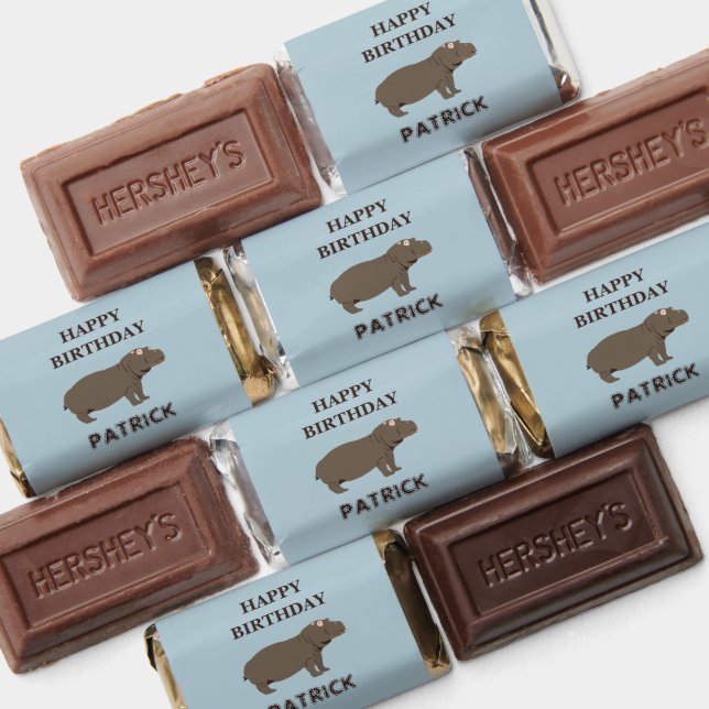 Personalized Name Birthday Hippopotamus Hippo Hershey's Miniatures (Assorted)