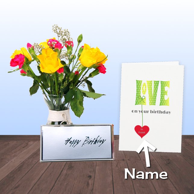 Personalized name Birthday LOVE typography Card (Creator Uploaded)