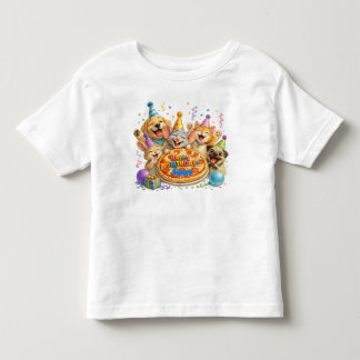 Personalized Name Birthday Pizza Party Animals Toddler T-shirt