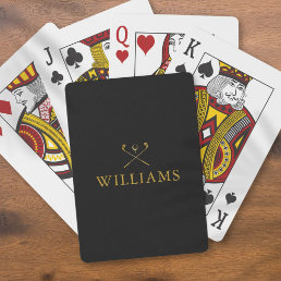 Personalized Name Black And Gold Golf Clubs Playing Cards