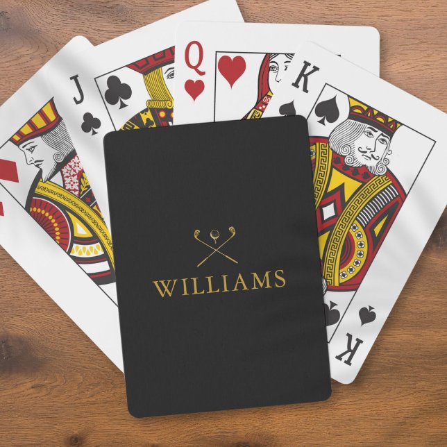 Personalized Name Black And Gold Golf Clubs Poker Cards (Personalized Name Black And Gold Golf Clubs Playing Cards)