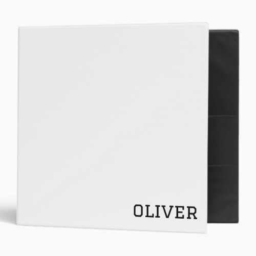 Personalized Name Black and White 3 Ring Binder