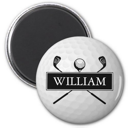 Personalized Name Black And White Golf Ball  Magnet
