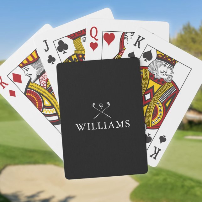 Personalized Name Black And White Golf Clubs Poker Cards (Personalized Name Black And White Golf Clubs Poker Cards)