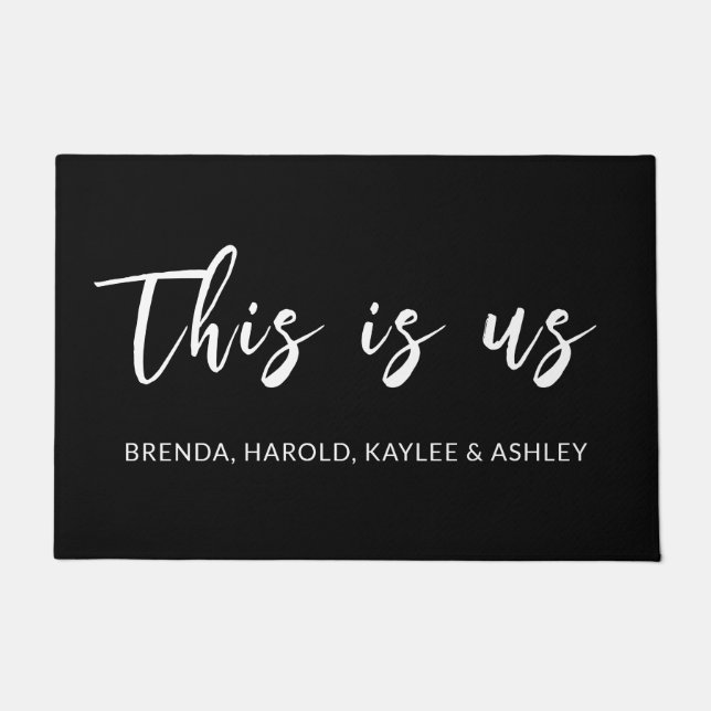 Personalized name black and white this is us doormat (Front)
