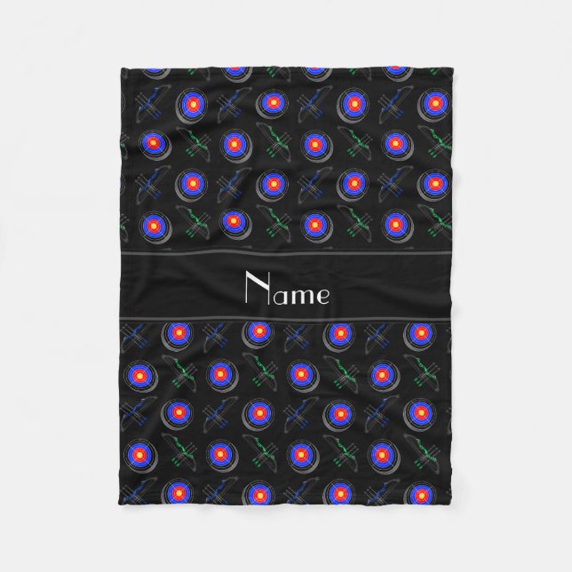 Personalized name black archery fleece blanket (Front)