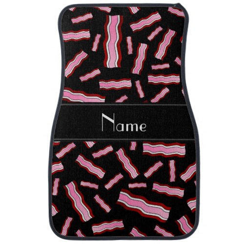 Personalized name black bacon pattern car floor mat