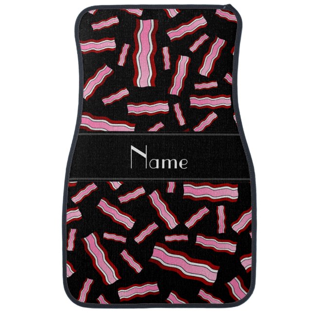 Personalized name black bacon pattern car floor mat (Front)