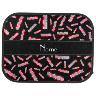 Personalized name black bacon pattern car floor mat
