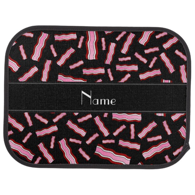Personalized name black bacon pattern car floor mat (Rear)