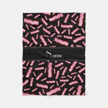 Personalized Name Black Bacon Pattern Fleece Blanket by Brothergravydesigns at Zazzle