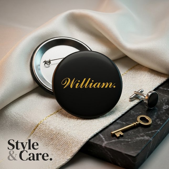 Personalized Name Black Badge Style Pinback Button (Personalized Name Black Badge Style Pinback Button)