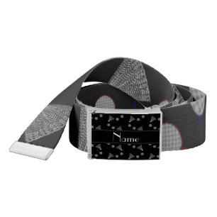 Personalized name black badminton pattern belt