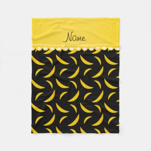 Personalized name black bananas fleece blanket