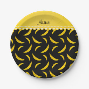 Personalized name black bananas paper plates