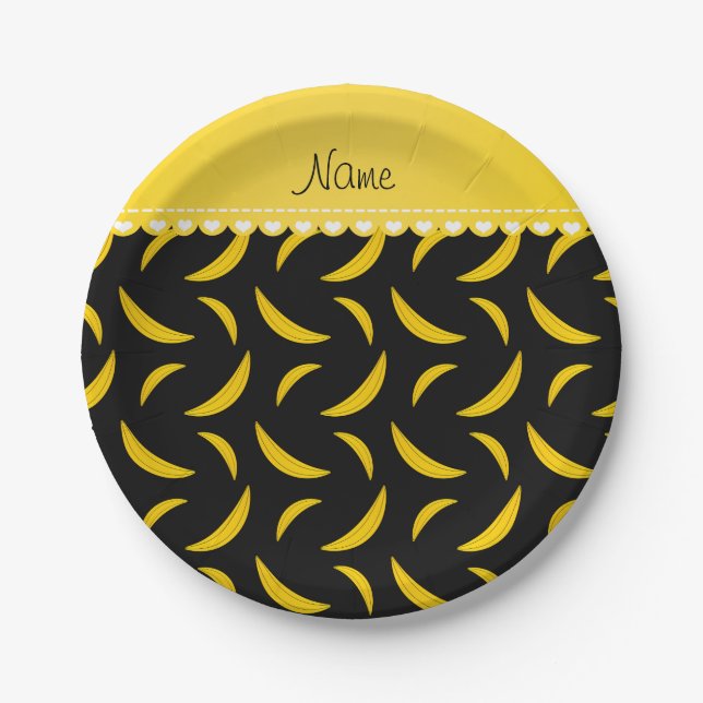 Personalized name black bananas paper plates (Front)