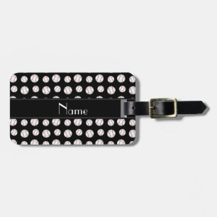 Personalized name black baseballs pattern luggage tag