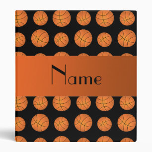 Personalized name black basketballs 3 ring binder