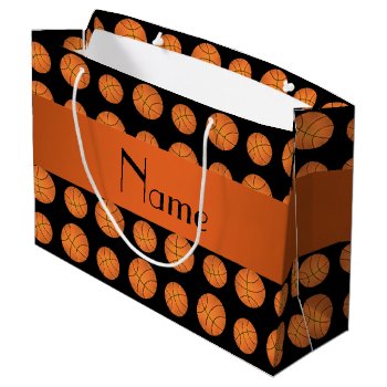 Personalized Name Black Basketballs Large Gift Bag by Brothergravydesigns at Zazzle