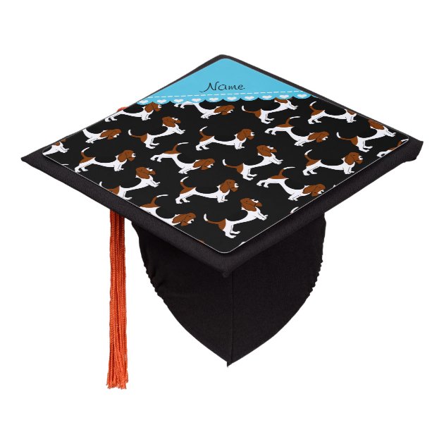 Personalized Name Black Basset Hound Dogs Graduation Cap Topper