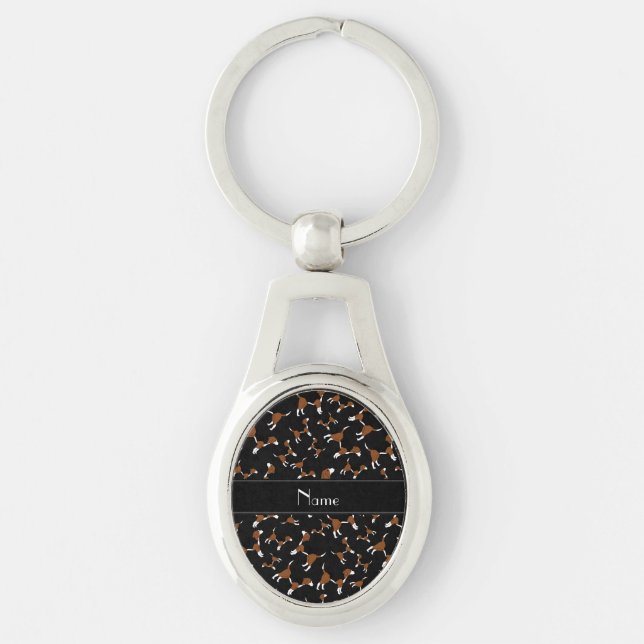 Personalized name black beagle dog pattern keychain (Front)
