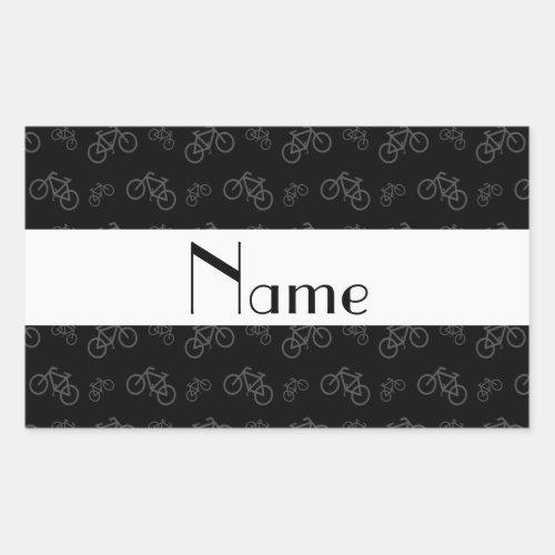 Personalized name black bicycle pattern rectangular sticker