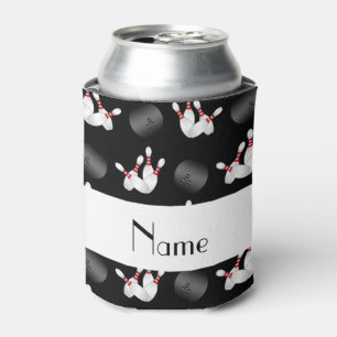 Personalized name black bowling pattern can cooler