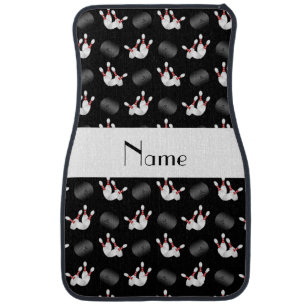 Personalized name black bowling pattern car mat