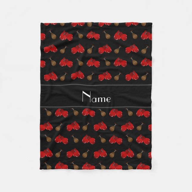 Personalized name black boxing pattern fleece blanket (Front)