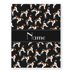 Personalized name black brittany spaniel dogs temporary tattoos