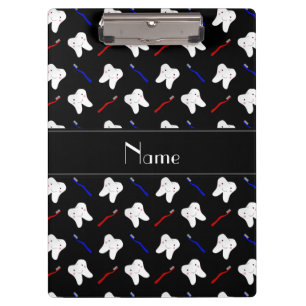 Personalized name black brushes and tooth pattern clipboard