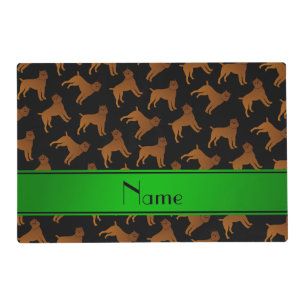 Personalized name black brussels griffon dogs placemat