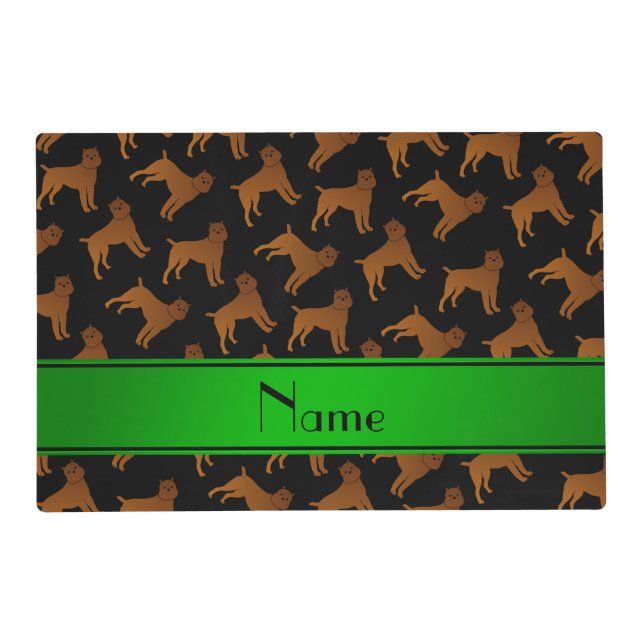 Personalized name black brussels griffon dogs placemat (Front)