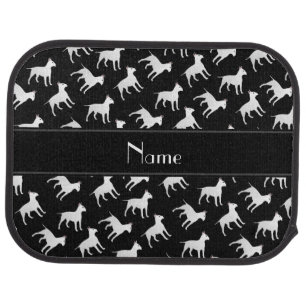Personalized name black bull terrier dogs car mat