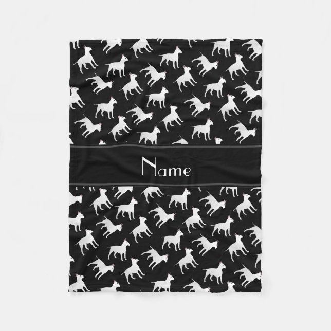Personalized name black bull terrier dogs fleece blanket (Front)
