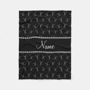 Personalized name black cheerleader pattern fleece blanket