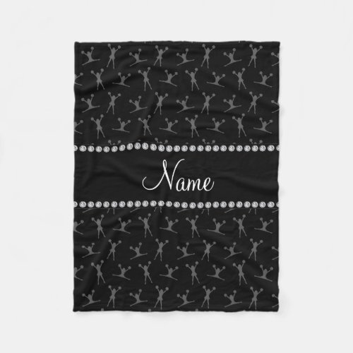 Personalized name black cheerleader pattern fleece blanket