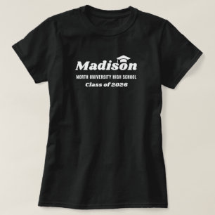 Personalized Name Black Class of 2026 Graduation T-Shirt