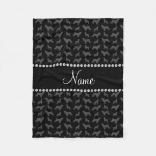Personalized name black cocker spaniel fleece blanket