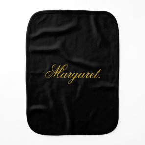 Personalized Name Black Colored baby burp cloth