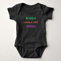 Personalized Name, Black, Cute Fun Colorful Script Baby Bodysuit