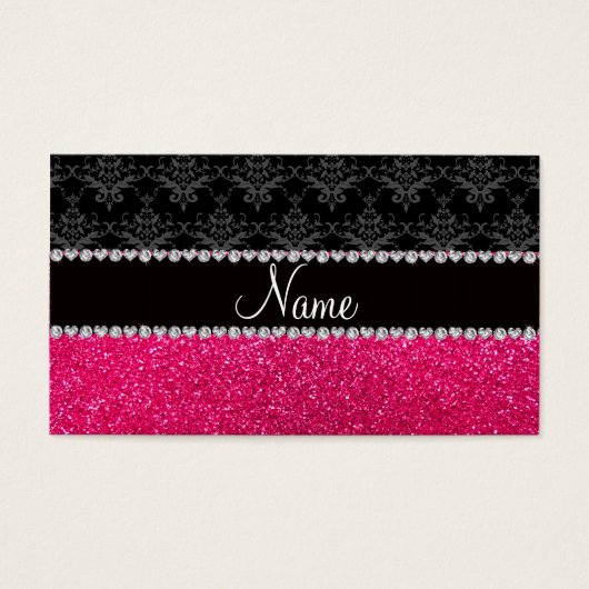 Personalized name black damask pink glitter (Front)