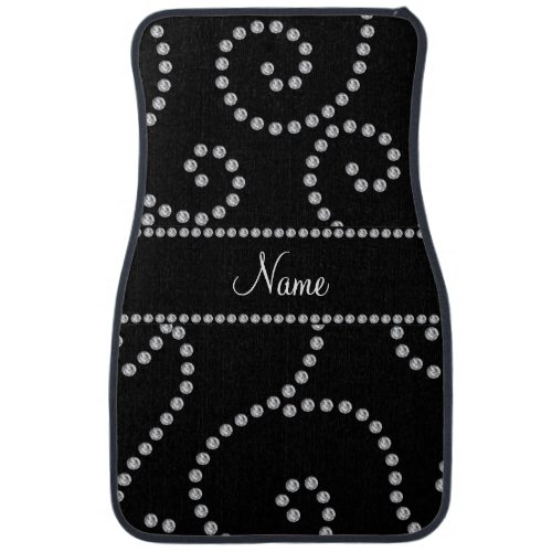 Personalized name black diamond swirls car floor mat