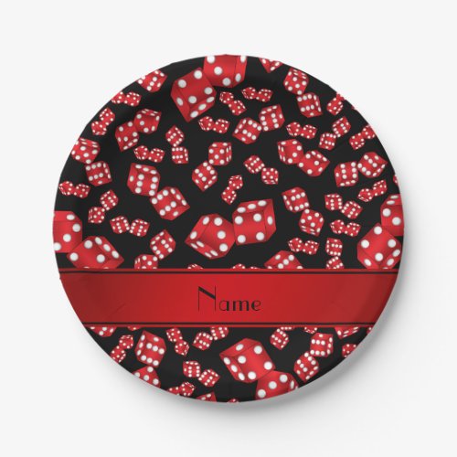 Personalized name black dice pattern paper plates