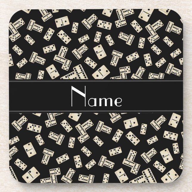 Personalized name black dominos coaster (Front)