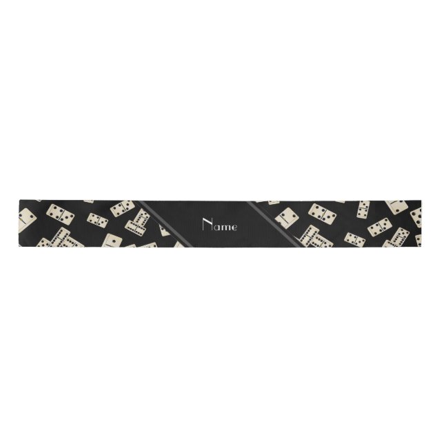 Personalized name black dominos satin ribbon (Front)